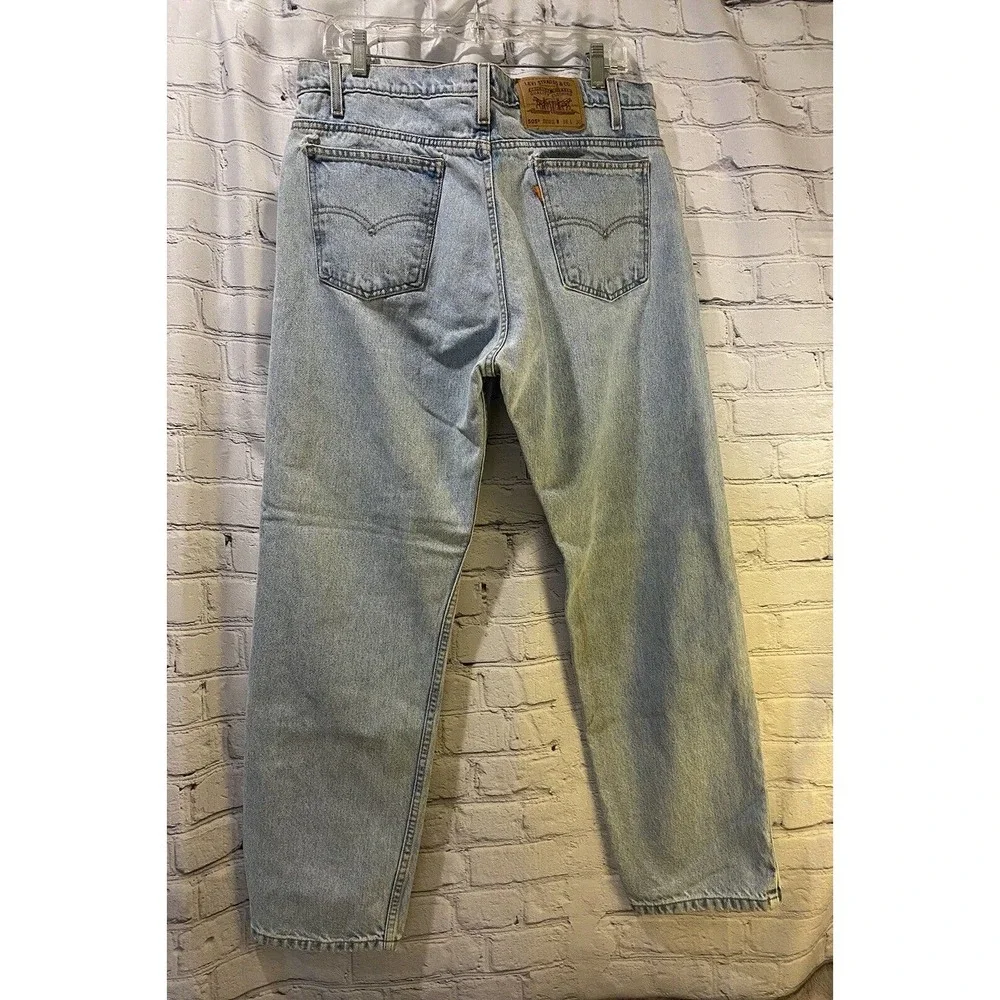 Levis 505 Regular Fit Light Wash Blue Denim Jeans 35x29 Orange Tab 1994 Vintage